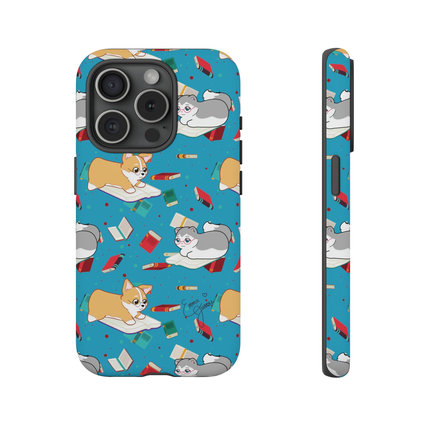 Kitty and Corgi Book Lovers - Tough Phone Case