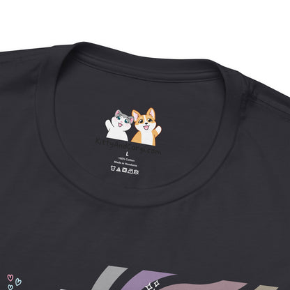 Kitty and Corgi - Groovy Encouragement Compilation - Super Soft Cotton Airlume Unisex T-Shirt (Horizontal Graphic)