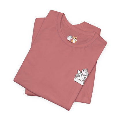 Kitty Snuggling Her Ghost Plushie - Super Soft Cotton Airlume Unisex T-Shirt