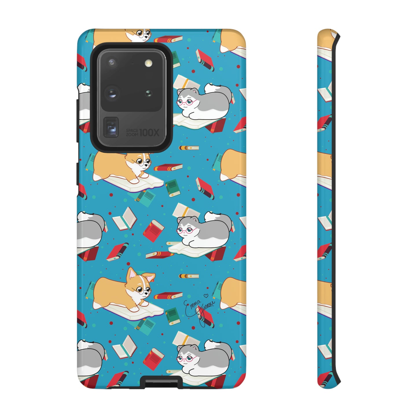 Kitty and Corgi Book Lovers - Tough Phone Case