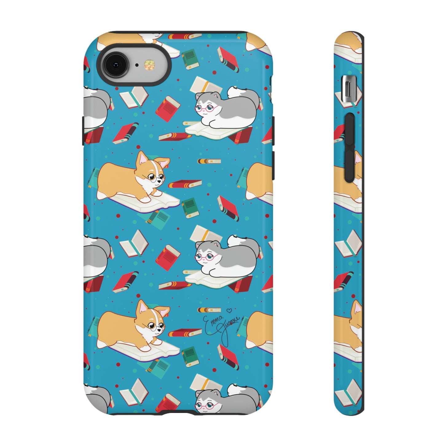 Kitty and Corgi Book Lovers - Tough Phone Case
