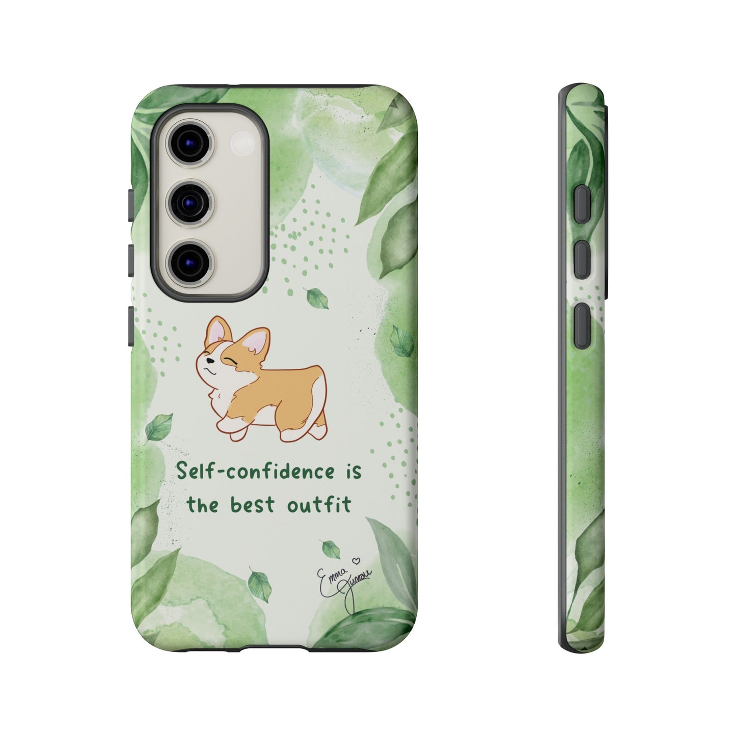 Corgi Green Tough Phone Case - Self Confidence is the Best Outfit