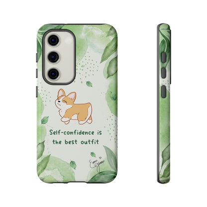 Corgi Green Tough Phone Case - Self Confidence is the Best Outfit
