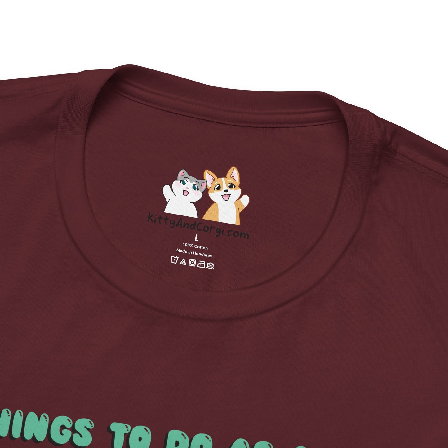 Kitty and Corgi - Things To Do As A Dino - Super Soft Cotton Airlume Unisex T-Shirt (Horizontal Graphic)
