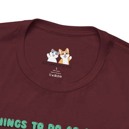 Kitty and Corgi - Things To Do As A Dino - Super Soft Cotton Airlume Unisex T-Shirt (Horizontal Graphic)