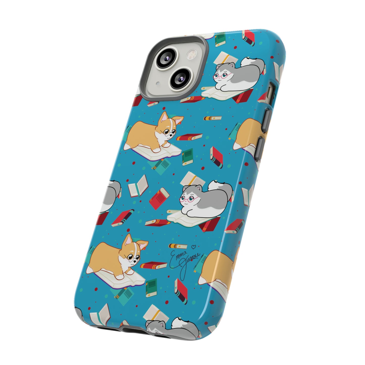 Kitty and Corgi Book Lovers - Tough Phone Case