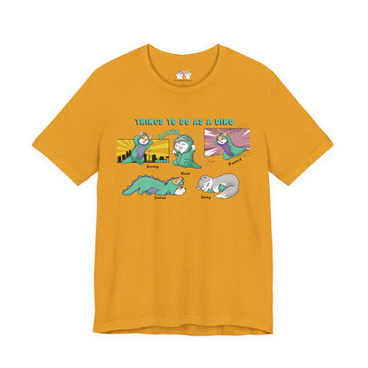 Kitty and Corgi - Things To Do As A Dino - Super Soft Cotton Airlume Unisex T-Shirt (Horizontal Graphic)