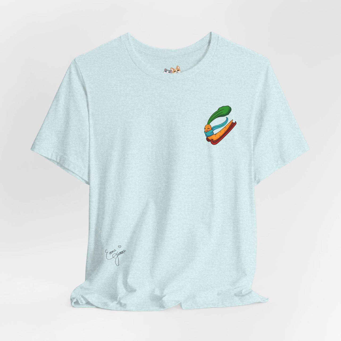 Kitty and Corgi - CarrotWorm Goes Sledding! — Super Soft Cotton Airlume Unisex T-Shirt