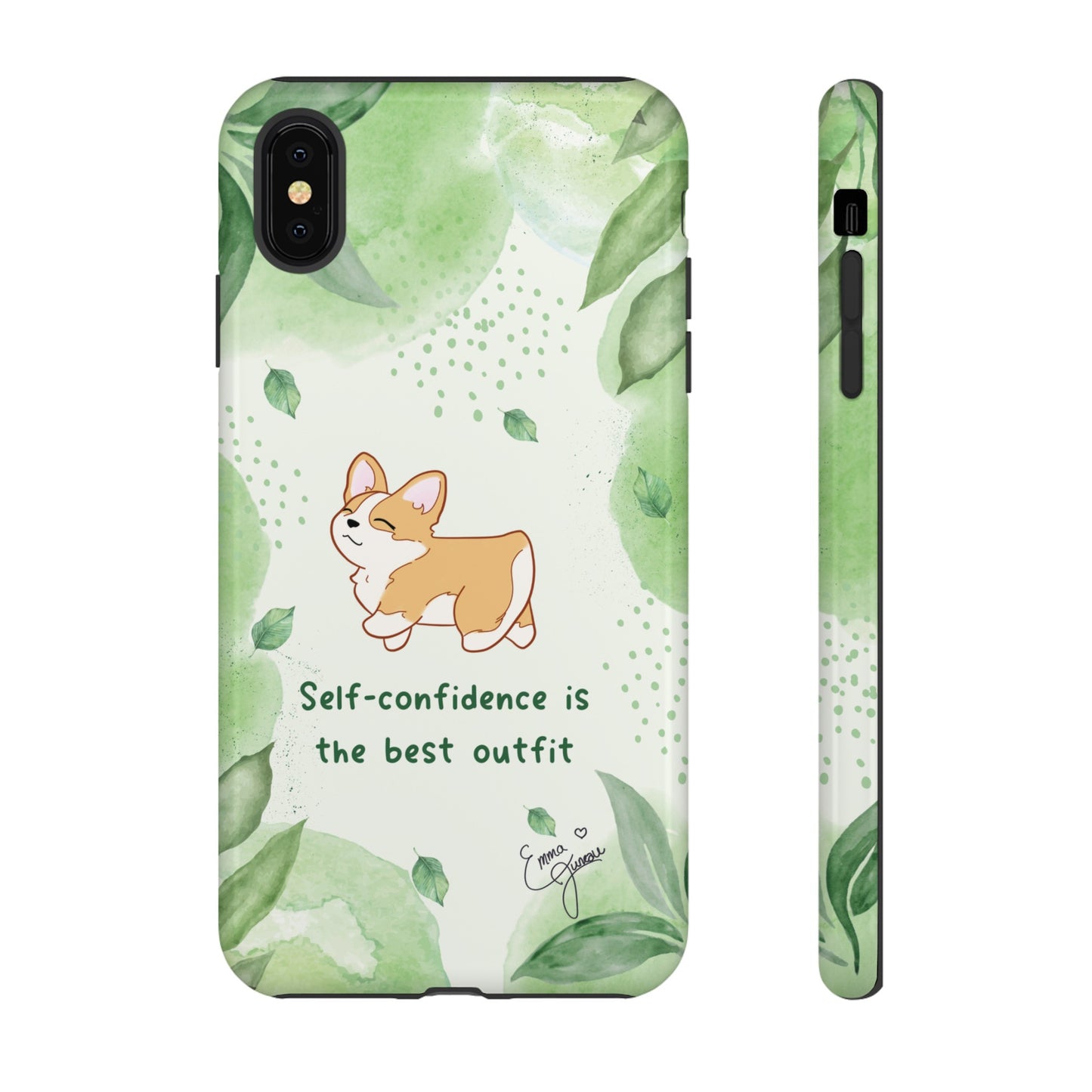 Corgi Green Tough Phone Case - Self Confidence is the Best Outfit