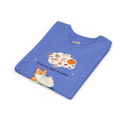 Youth Tee — Corgi loves Autumn - Fueled by Happy Thoughts - Unisex Youth/ Children's Graphic Tee