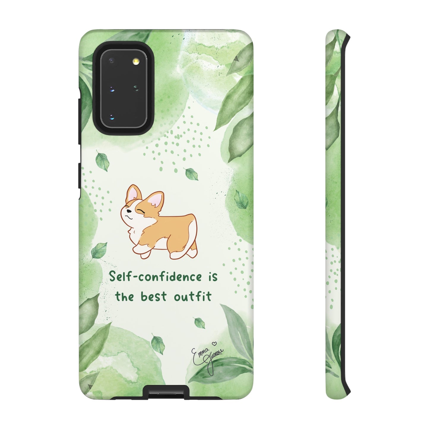 Corgi Green Tough Phone Case - Self Confidence is the Best Outfit