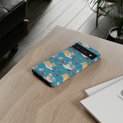 Kitty and Corgi Book Lovers - Tough Phone Case