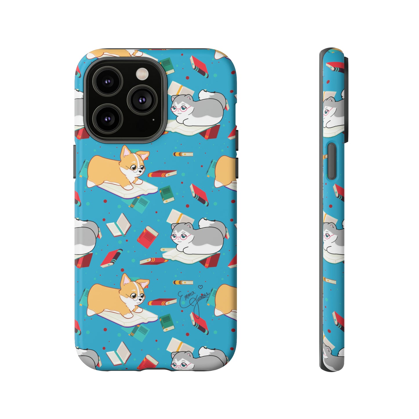 Kitty and Corgi Book Lovers - Tough Phone Case