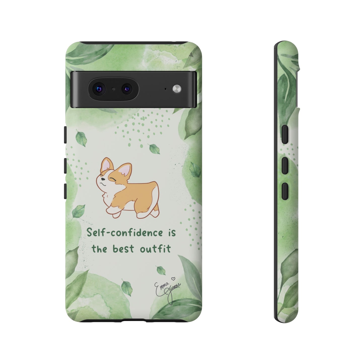 Corgi Green Tough Phone Case - Self Confidence is the Best Outfit