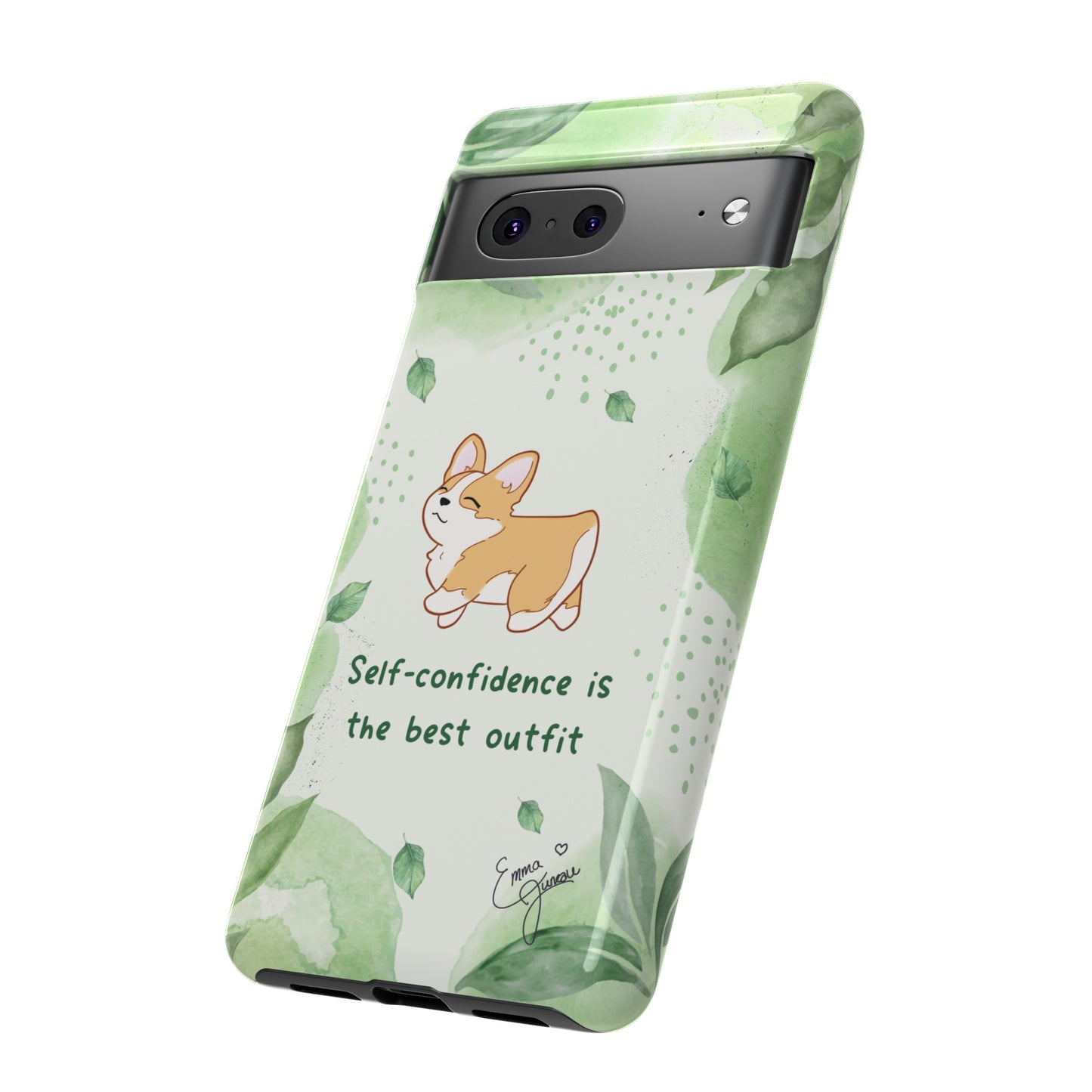 Corgi Green Tough Phone Case - Self Confidence is the Best Outfit