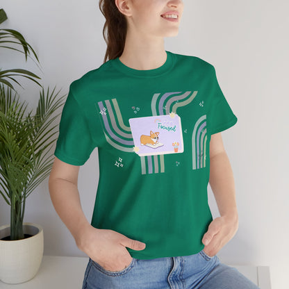 Corgi - Groovy Series - Stay Focused - Super Soft Cotton Airlume Unisex T-Shirt (Horizontal Graphic)