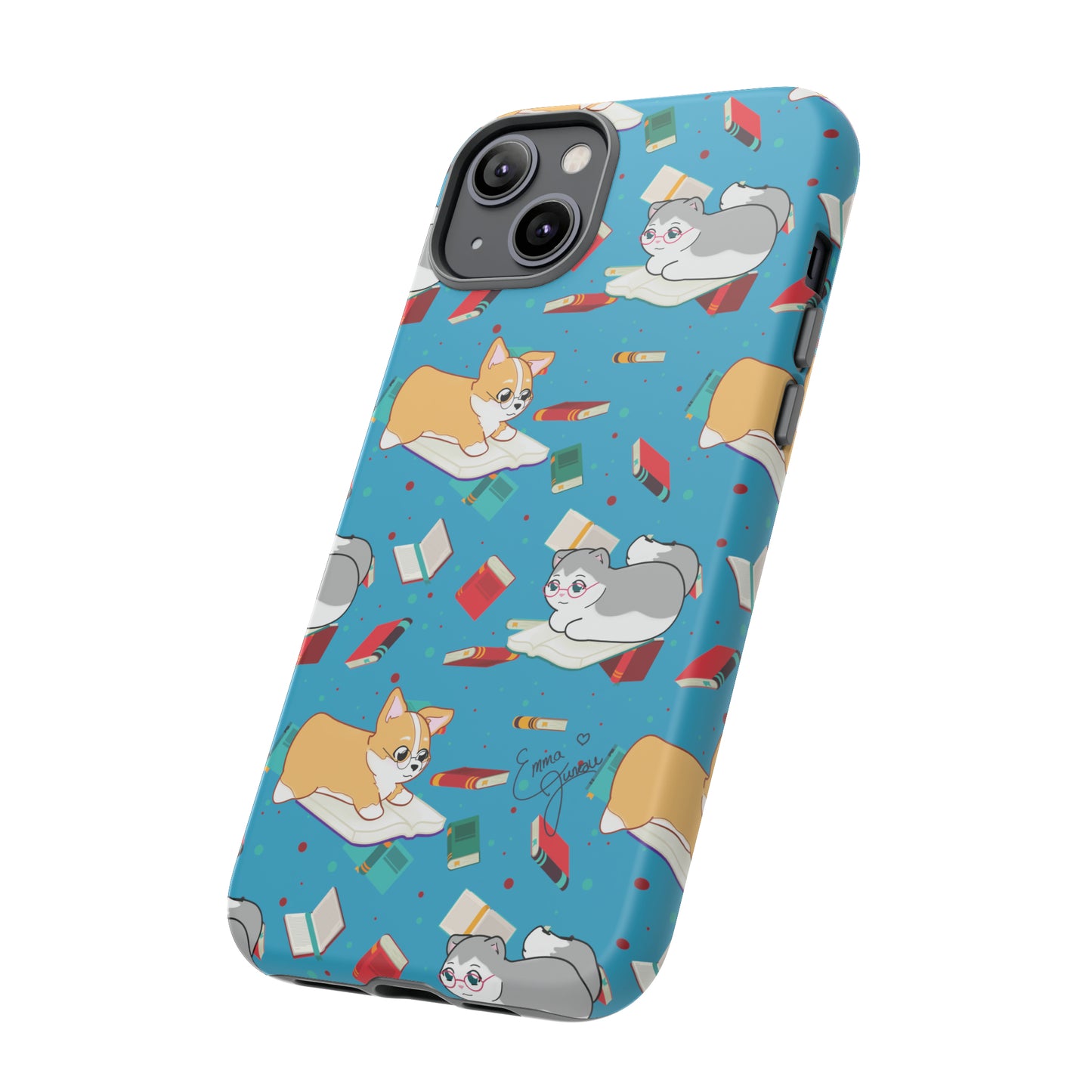 Kitty and Corgi Book Lovers - Tough Phone Case