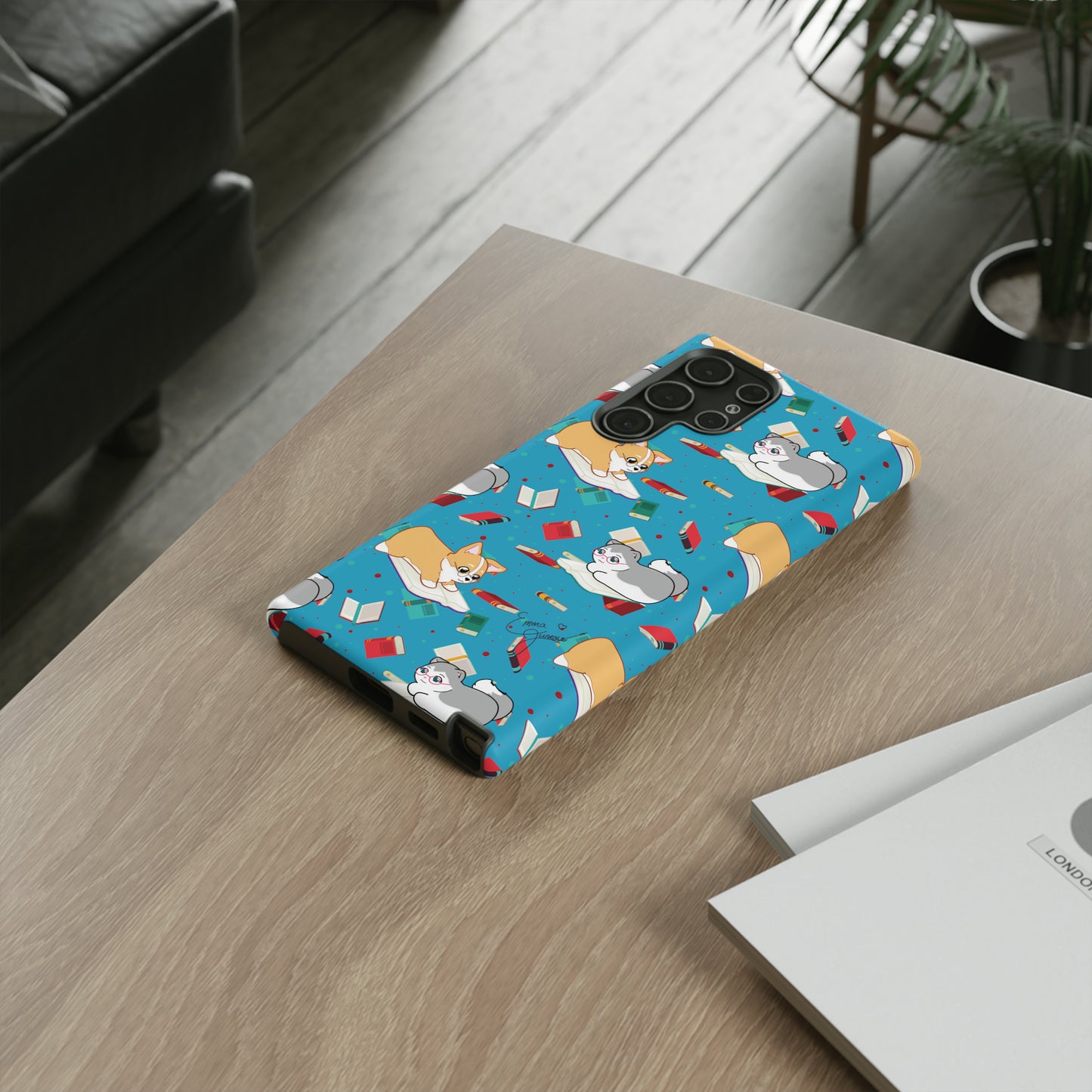 Kitty and Corgi Book Lovers - Tough Phone Case