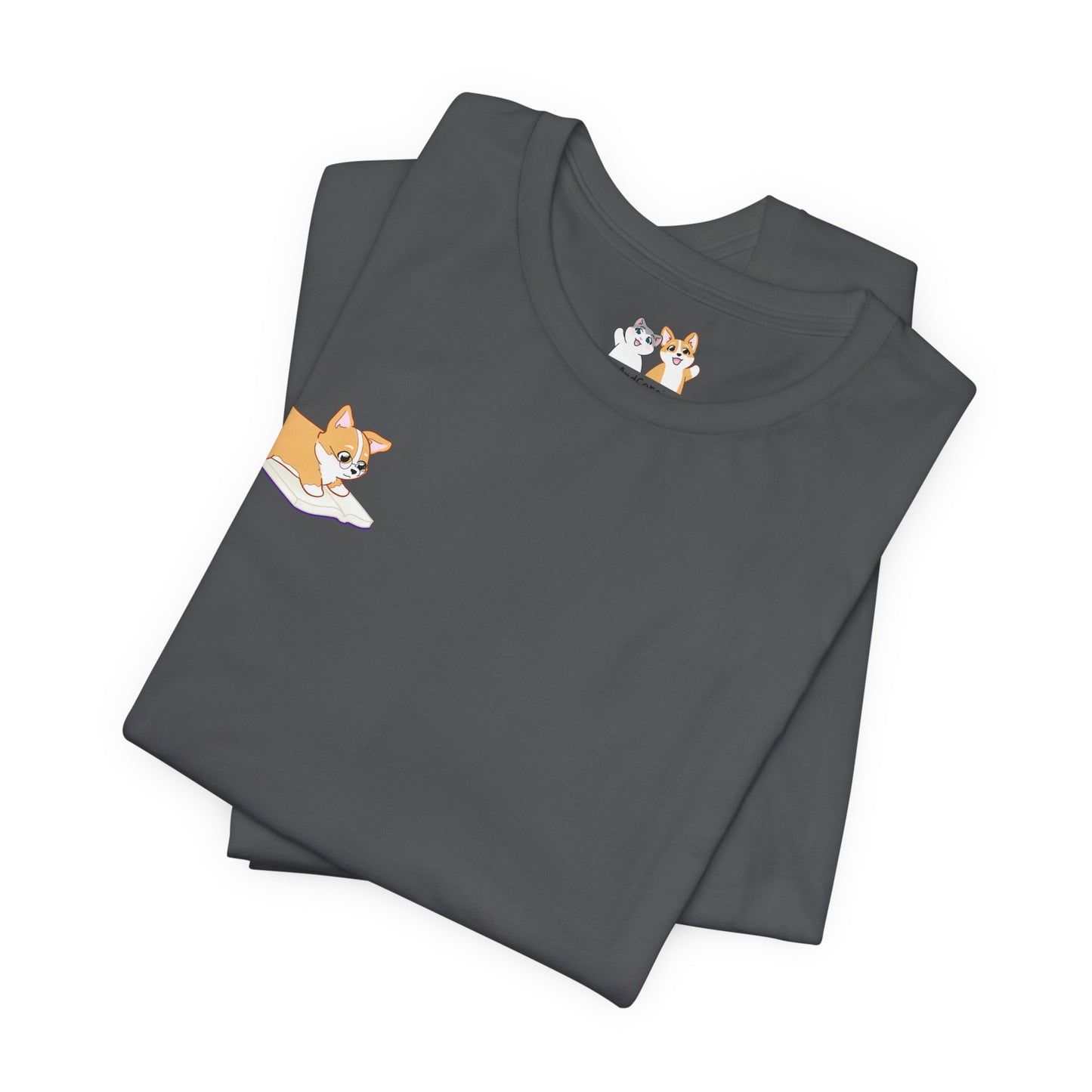 Corgi Reading a Book - Super Soft Cotton Airlume Unisex T-Shirt