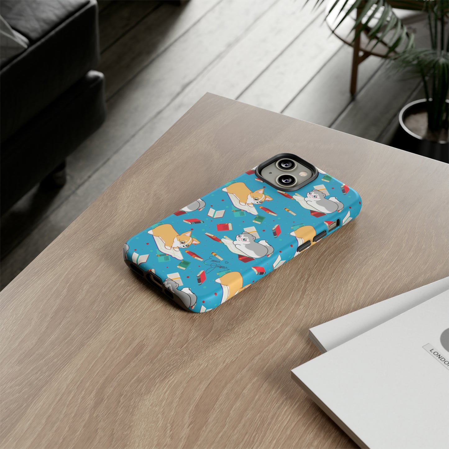 Kitty and Corgi Book Lovers - Tough Phone Case
