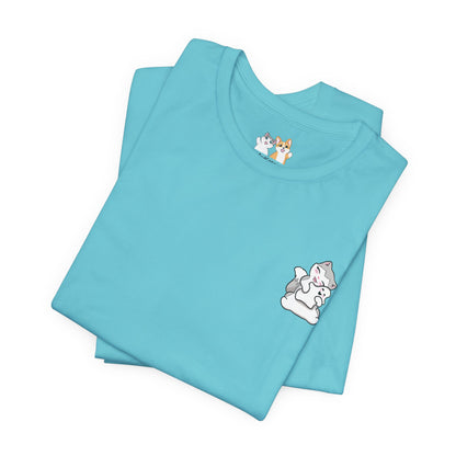 Kitty Snuggling Her Ghost Plushie - Super Soft Cotton Airlume Unisex T-Shirt