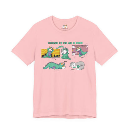 Kitty and Corgi - Things To Do As A Dino - Super Soft Cotton Airlume Unisex T-Shirt (Horizontal Graphic)