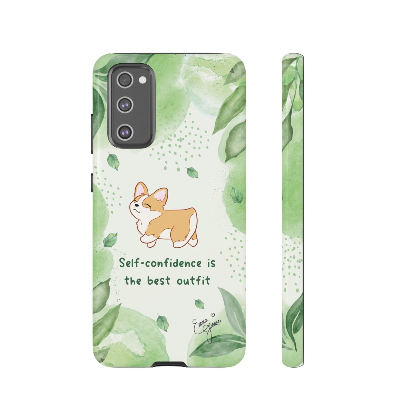 Corgi Green Tough Phone Case - Self Confidence is the Best Outfit