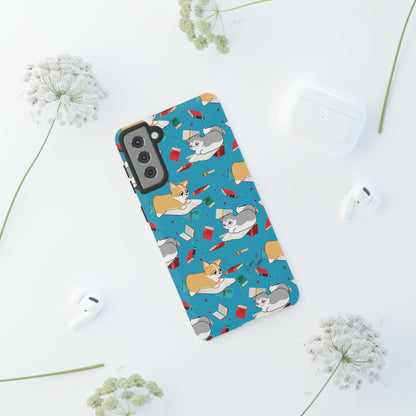 Kitty and Corgi Book Lovers - Tough Phone Case