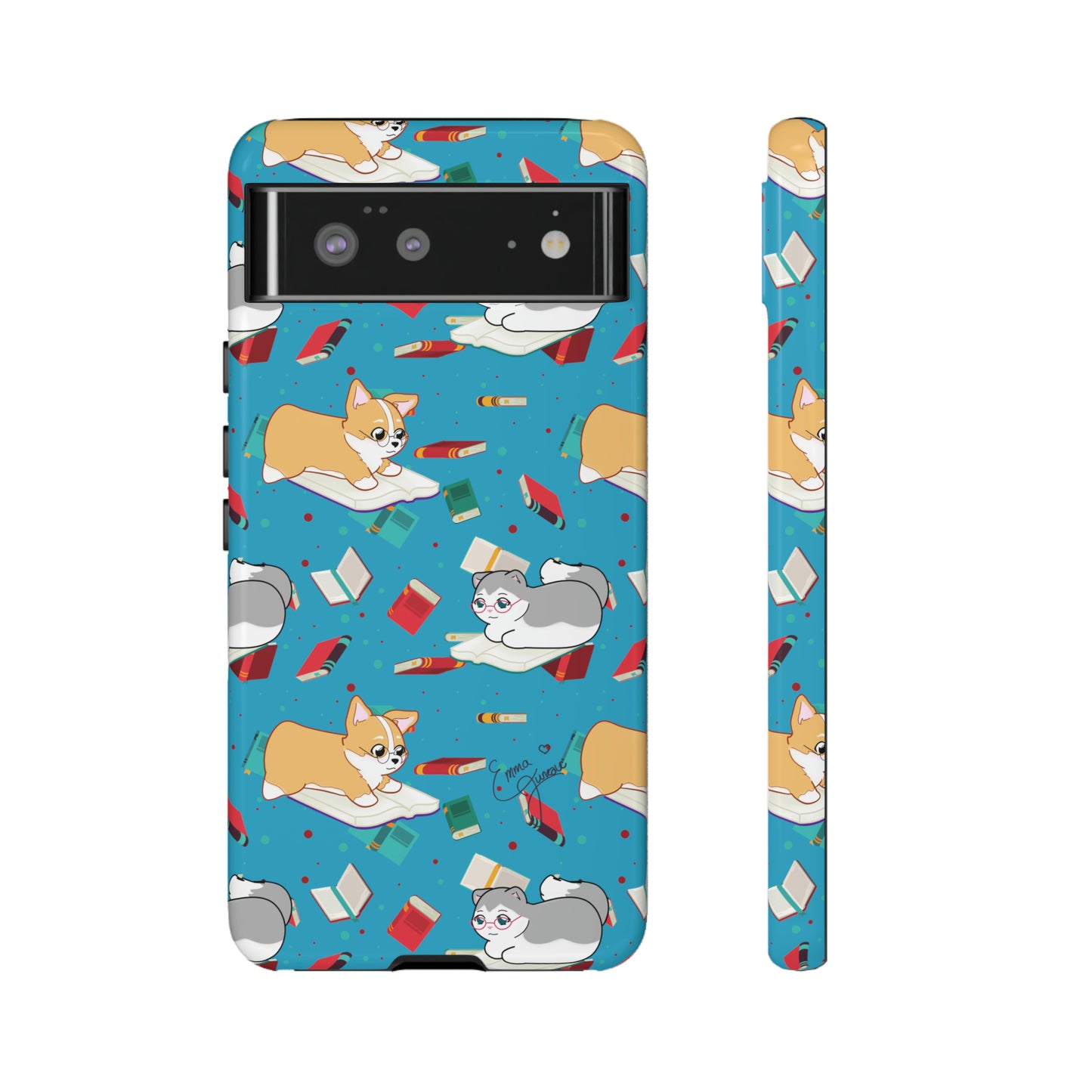 Kitty and Corgi Book Lovers - Tough Phone Case