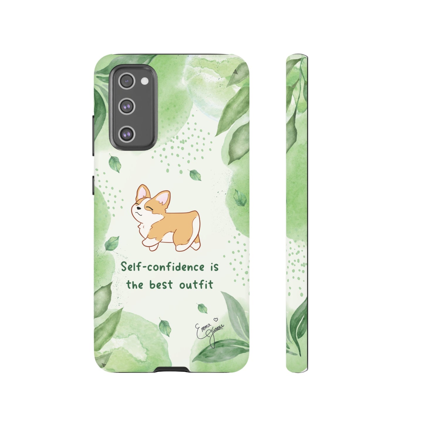 Corgi Green Tough Phone Case - Self Confidence is the Best Outfit
