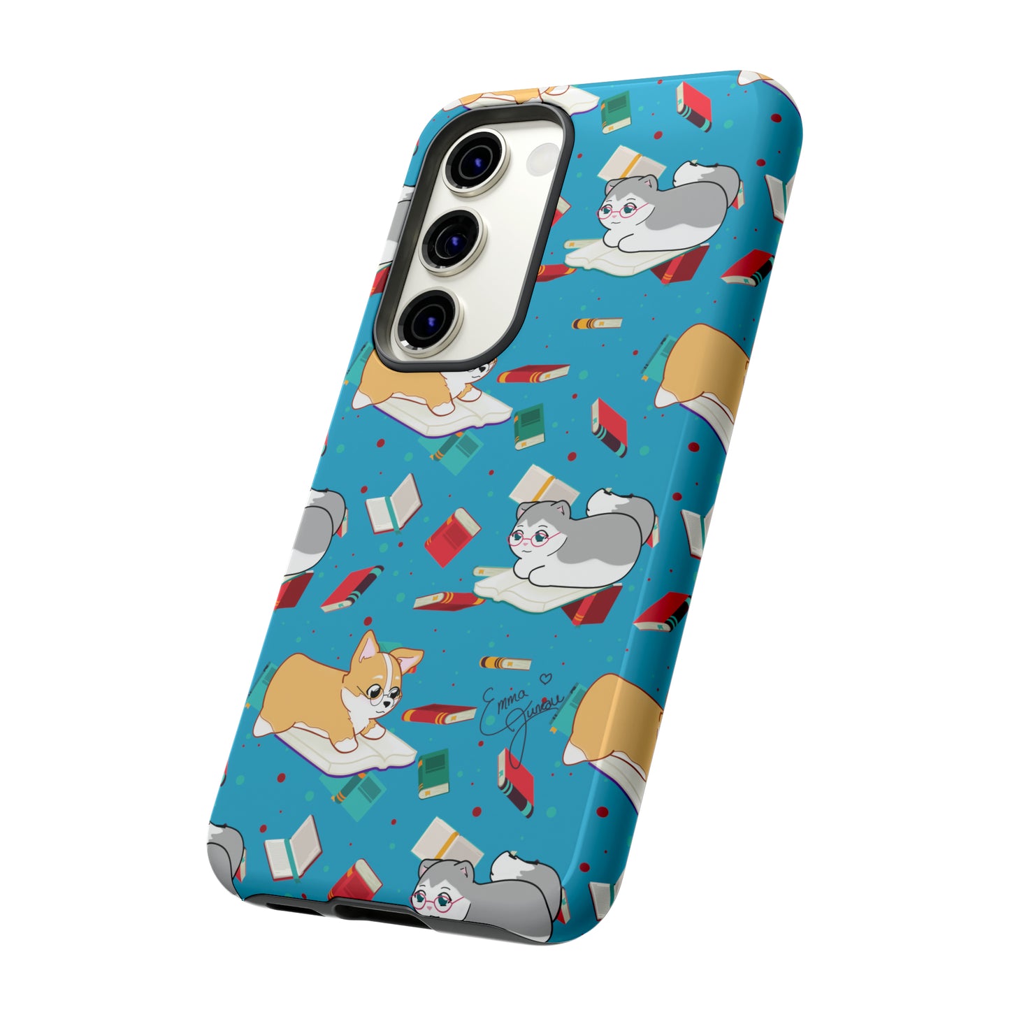 Kitty and Corgi Book Lovers - Tough Phone Case