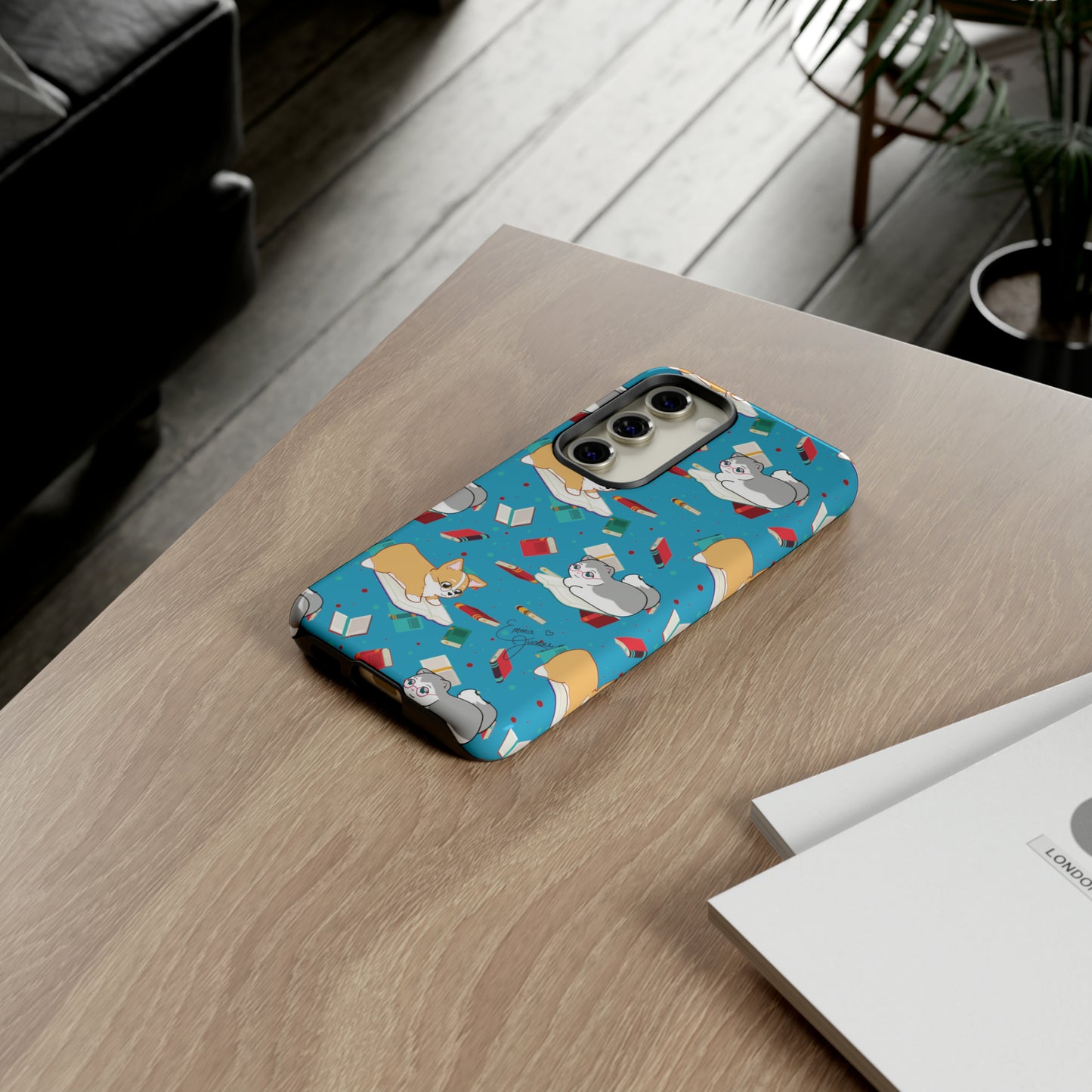 Kitty and Corgi Book Lovers - Tough Phone Case