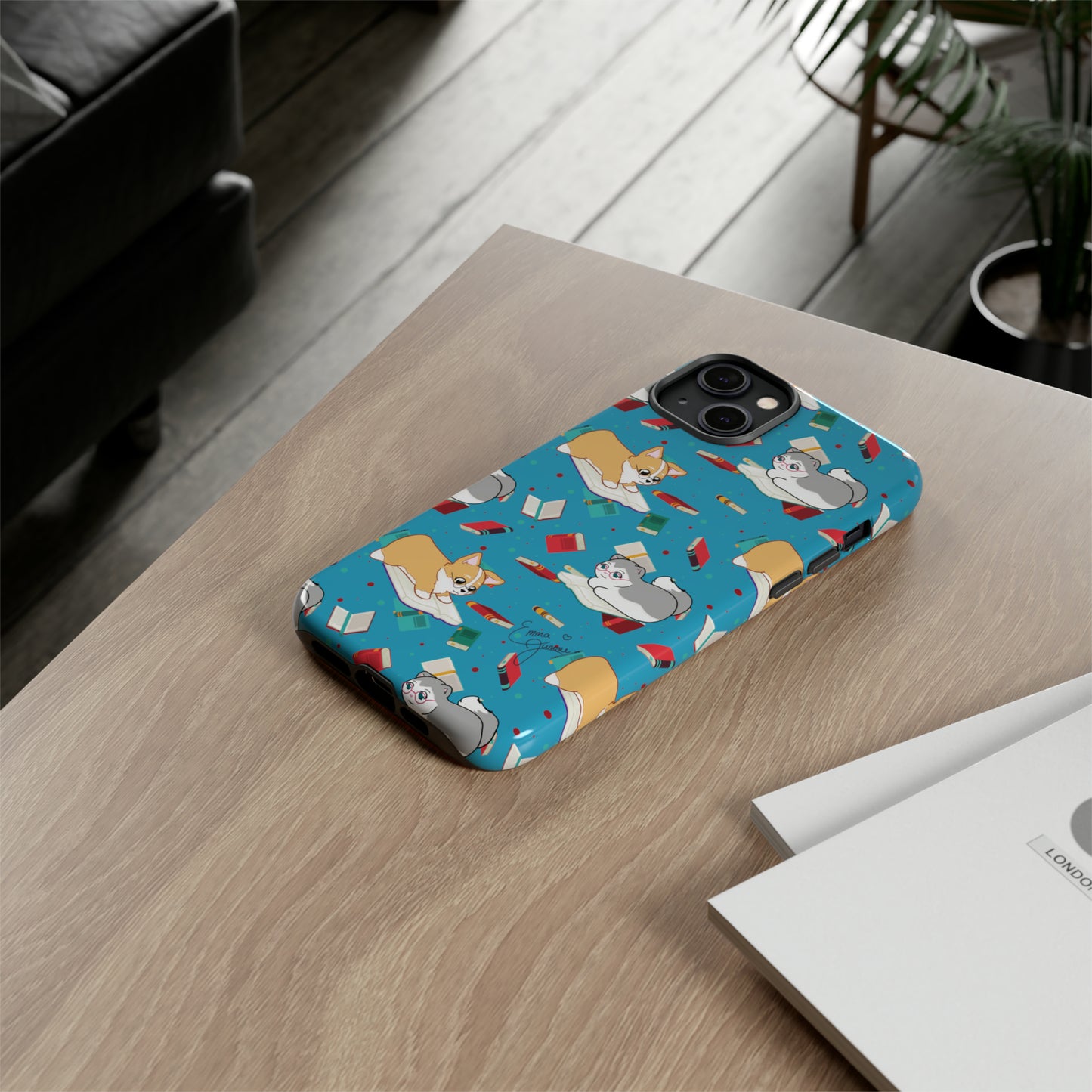 Kitty and Corgi Book Lovers - Tough Phone Case