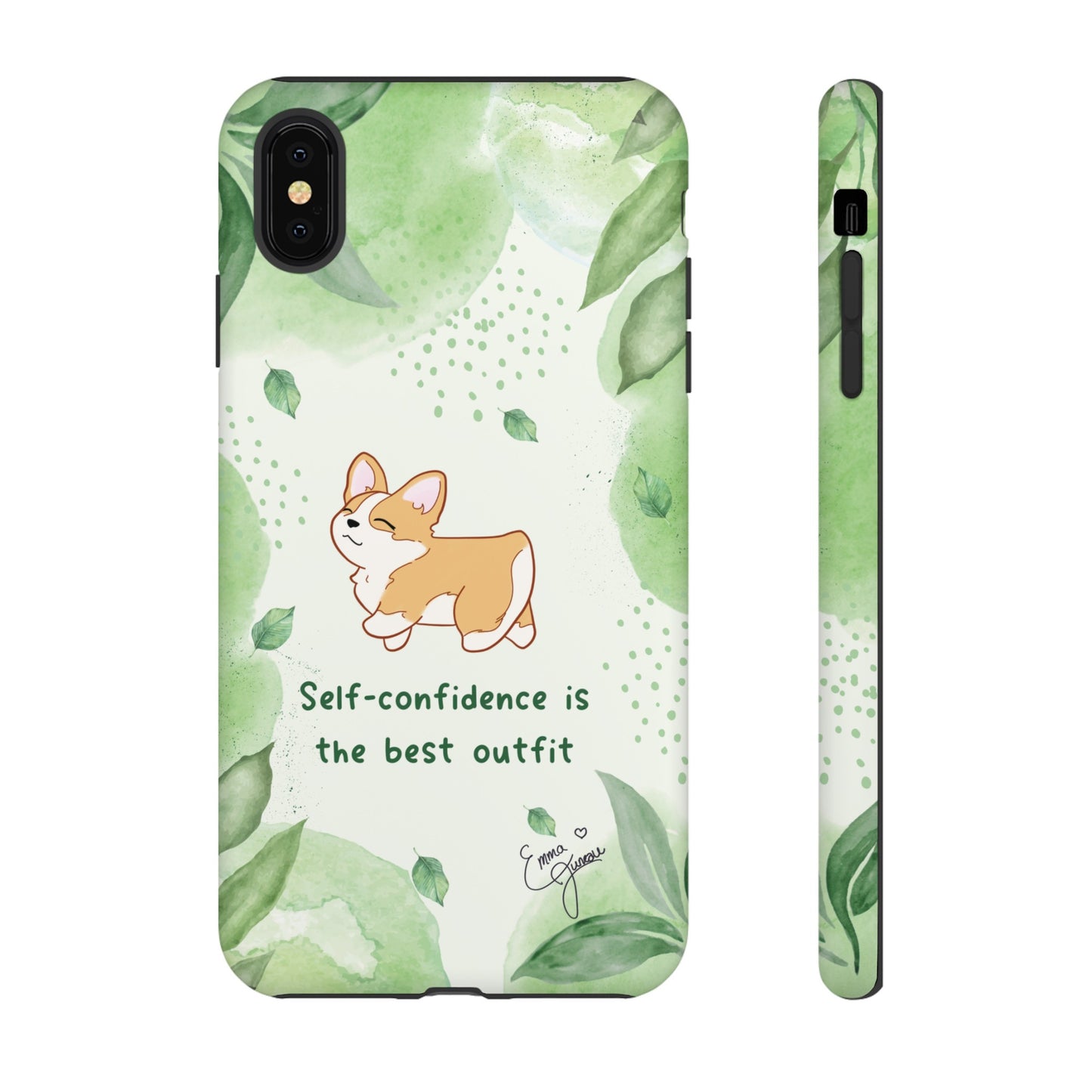 Corgi Green Tough Phone Case - Self Confidence is the Best Outfit
