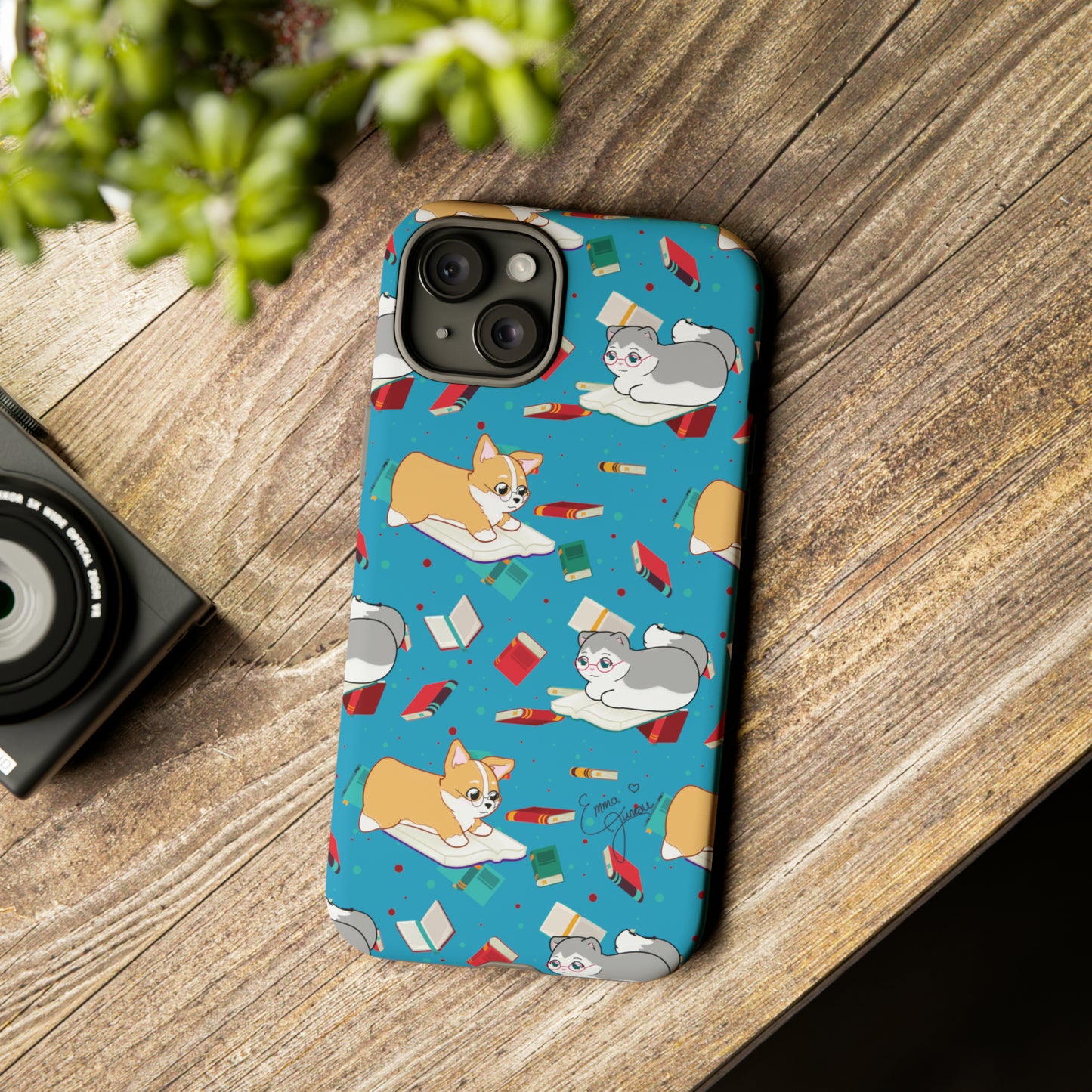 Kitty and Corgi Book Lovers - Tough Phone Case