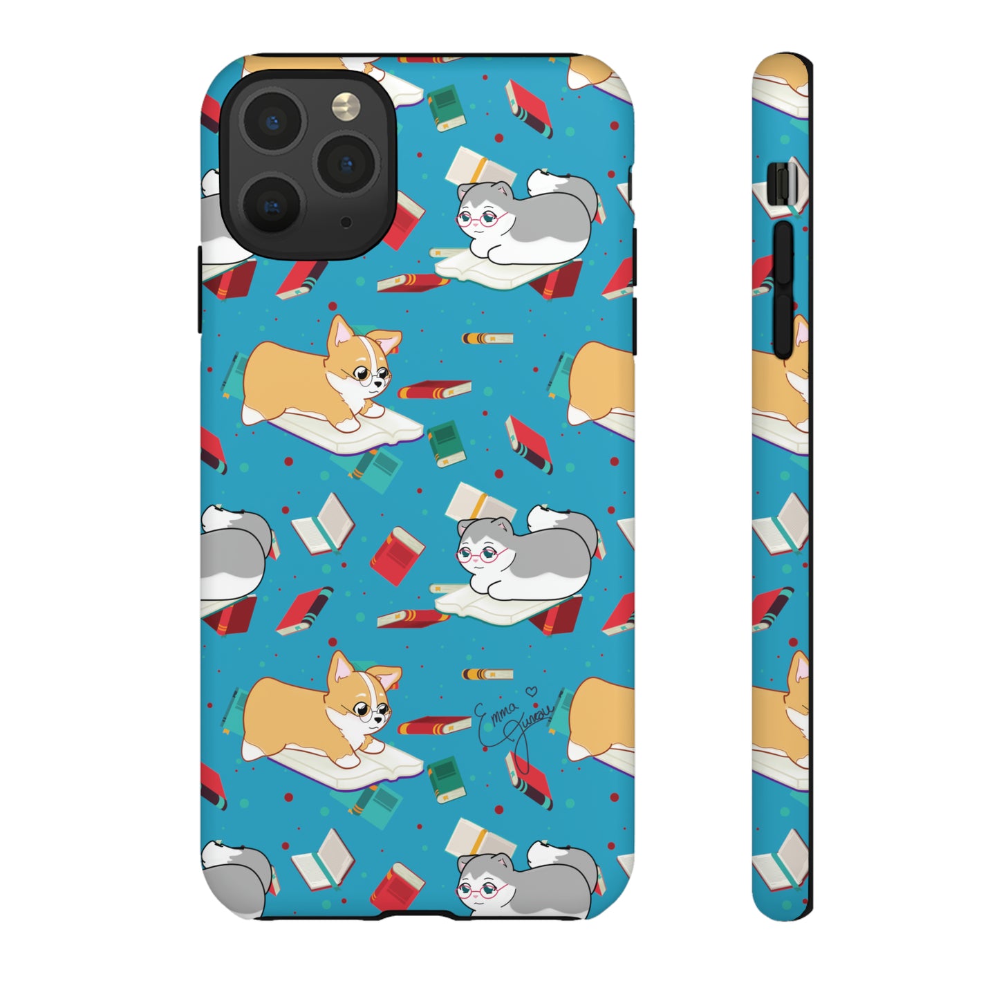 Kitty and Corgi Book Lovers - Tough Phone Case