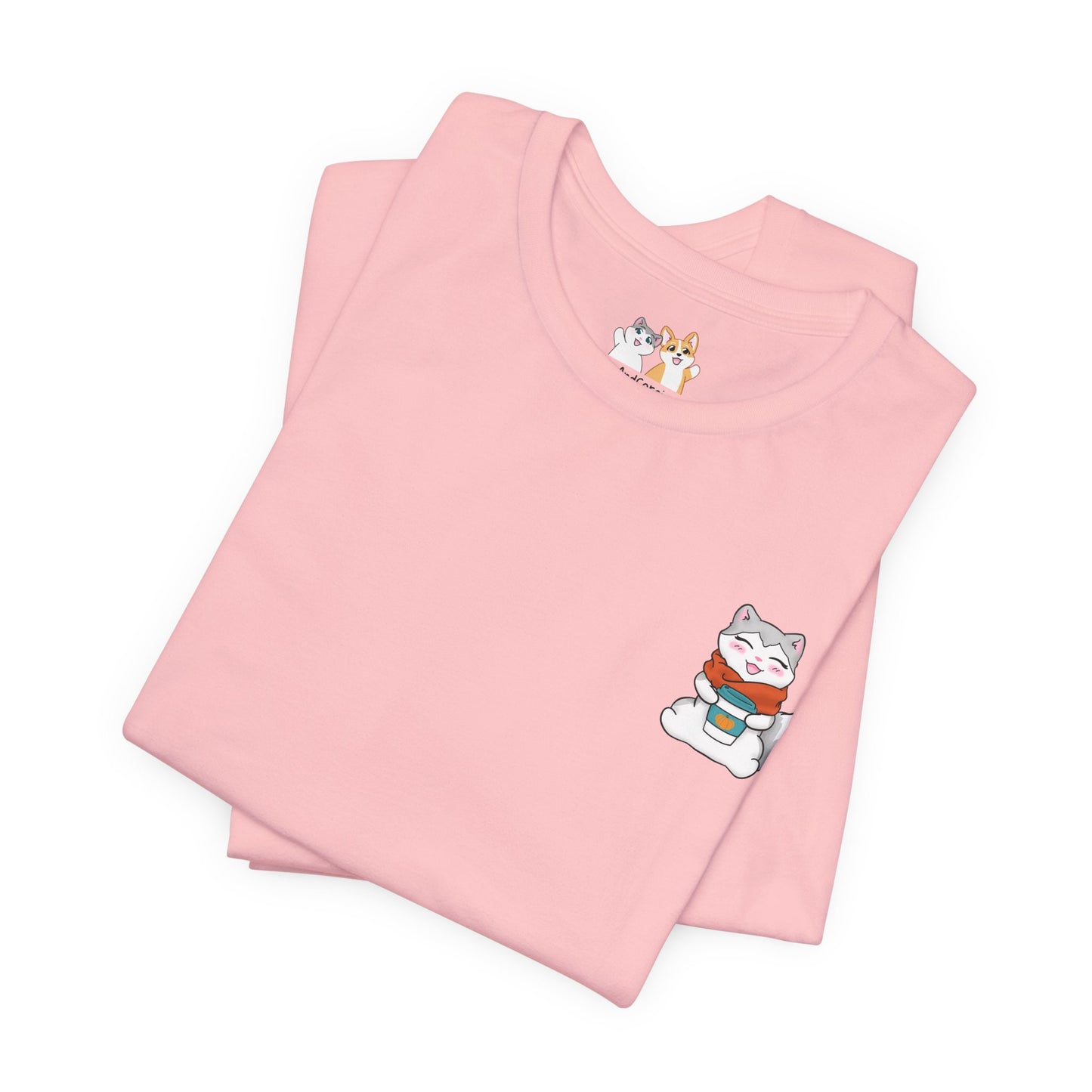 Kitty Drinking Her Pumpkin Spice Latte - Super Soft Cotton Airlume Unisex T-Shirt