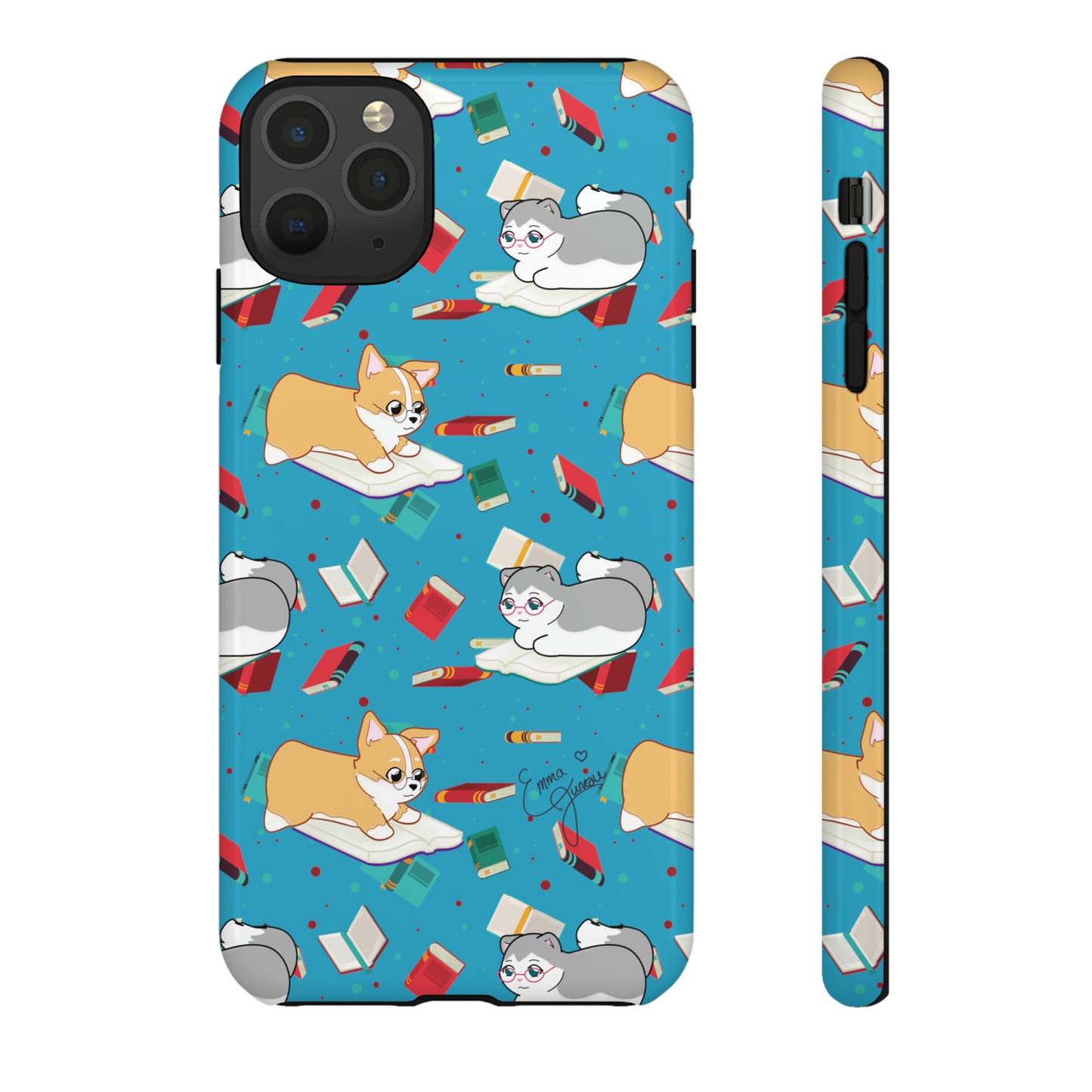 Kitty and Corgi Book Lovers - Tough Phone Case