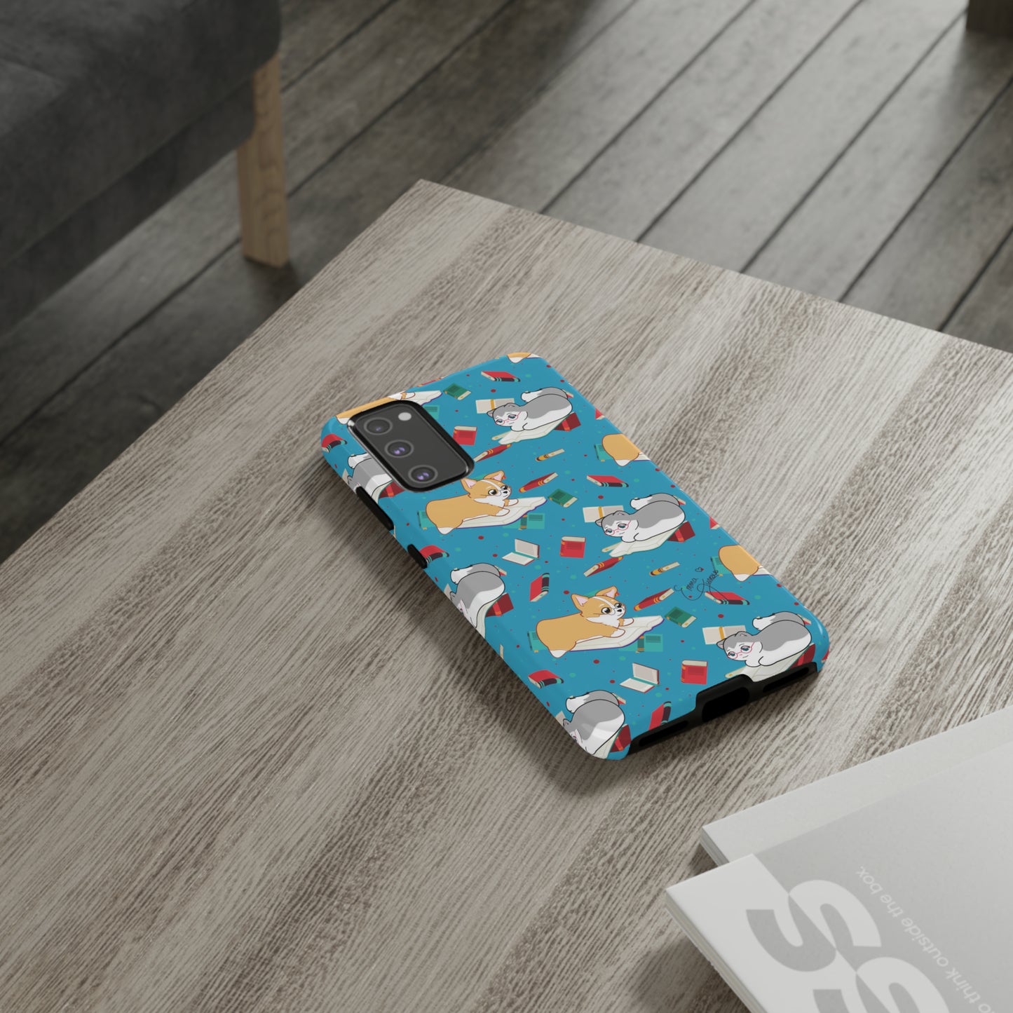 Kitty and Corgi Book Lovers - Tough Phone Case
