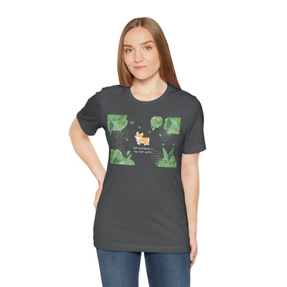Corgi - Confidence is the Best Outfit - Super Soft Cotton Airlume Unisex T-Shirt (Horizontal Graphic)