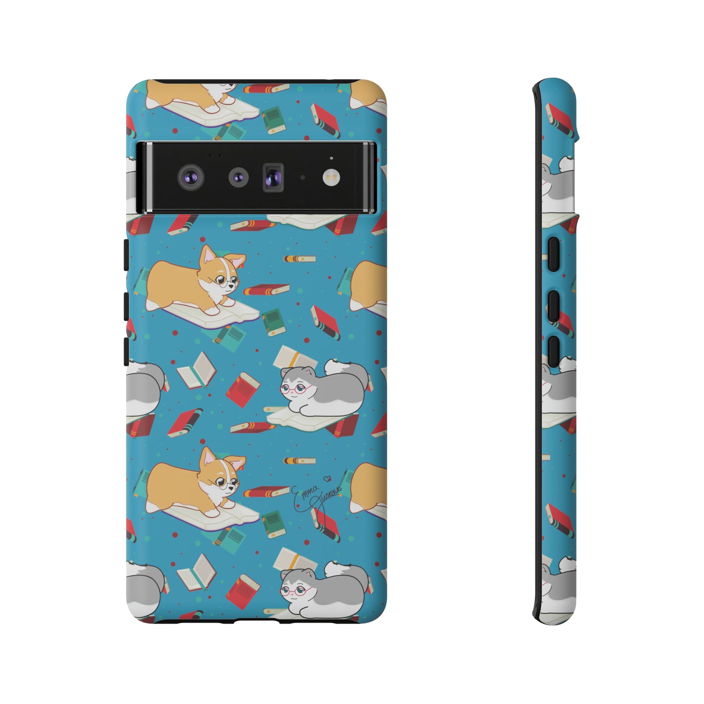 Kitty and Corgi Book Lovers - Tough Phone Case