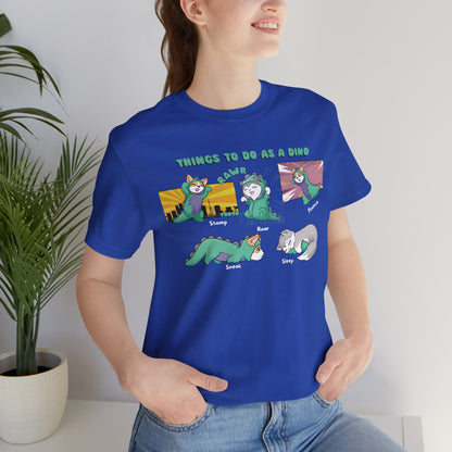 Kitty and Corgi - Things To Do As A Dino - Super Soft Cotton Airlume Unisex T-Shirt (Horizontal Graphic)