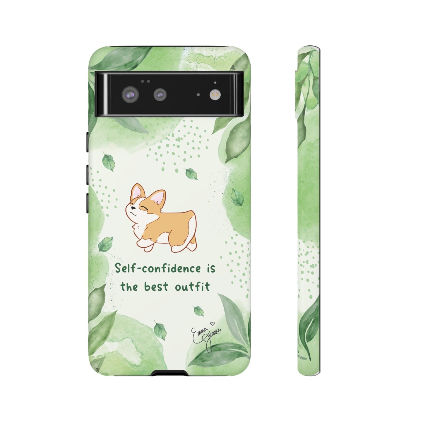 Corgi Green Tough Phone Case - Self Confidence is the Best Outfit