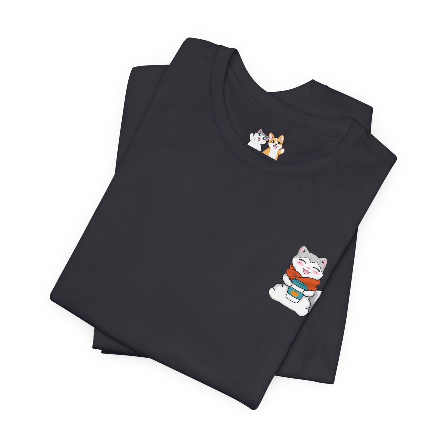Kitty Drinking Her Pumpkin Spice Latte - Super Soft Cotton Airlume Unisex T-Shirt