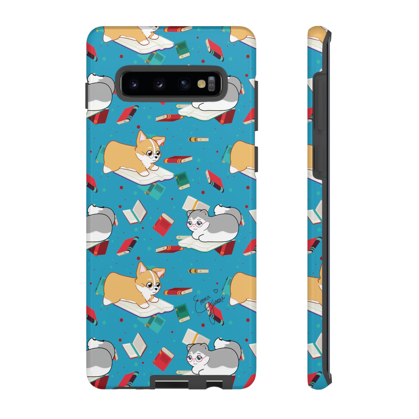 Kitty and Corgi Book Lovers - Tough Phone Case