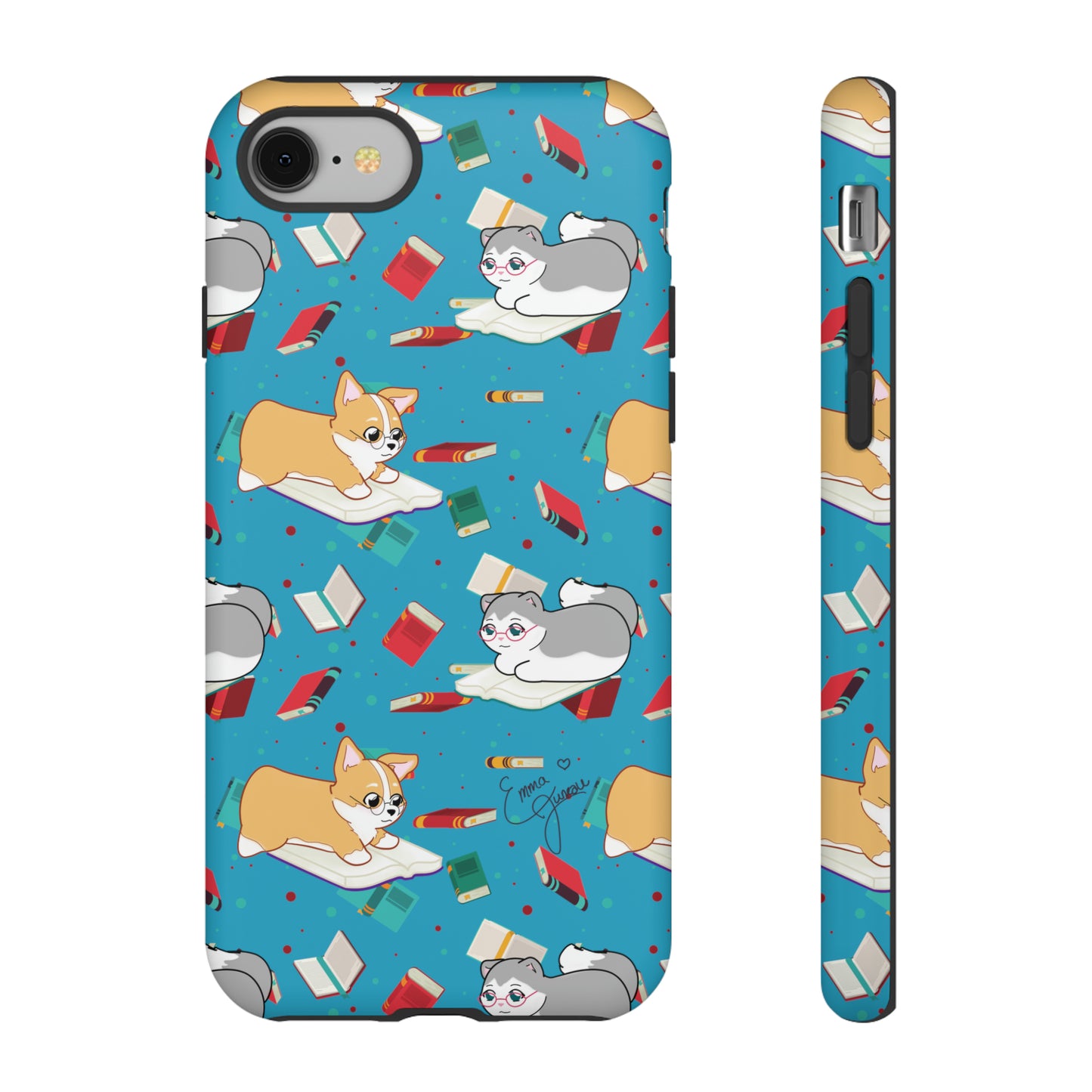 Kitty and Corgi Book Lovers - Tough Phone Case