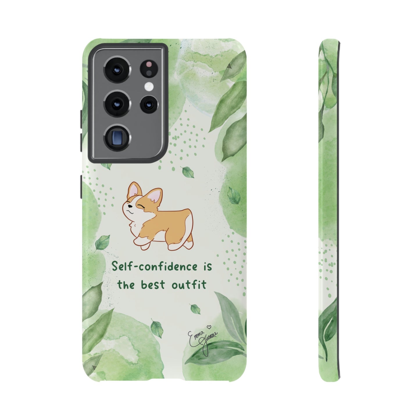 Corgi Green Tough Phone Case - Self Confidence is the Best Outfit