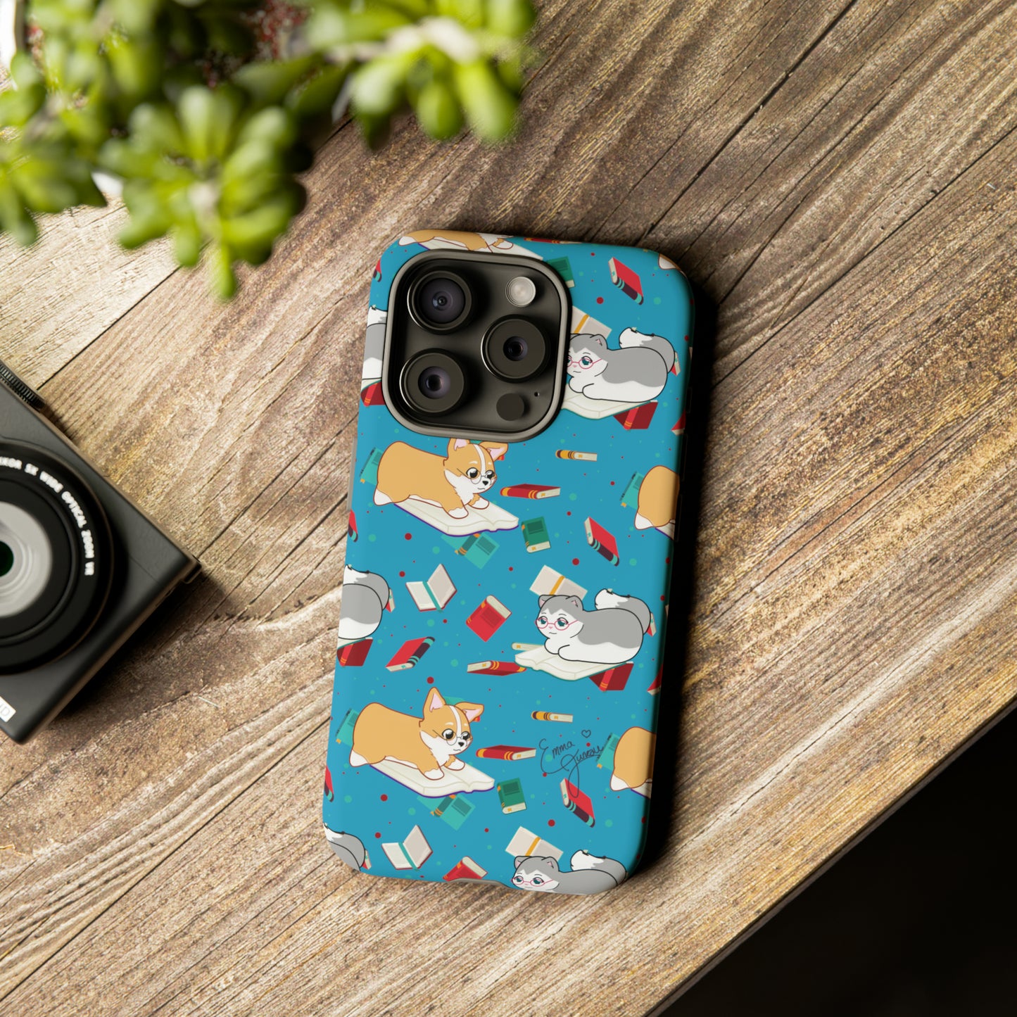 Kitty and Corgi Book Lovers - Tough Phone Case