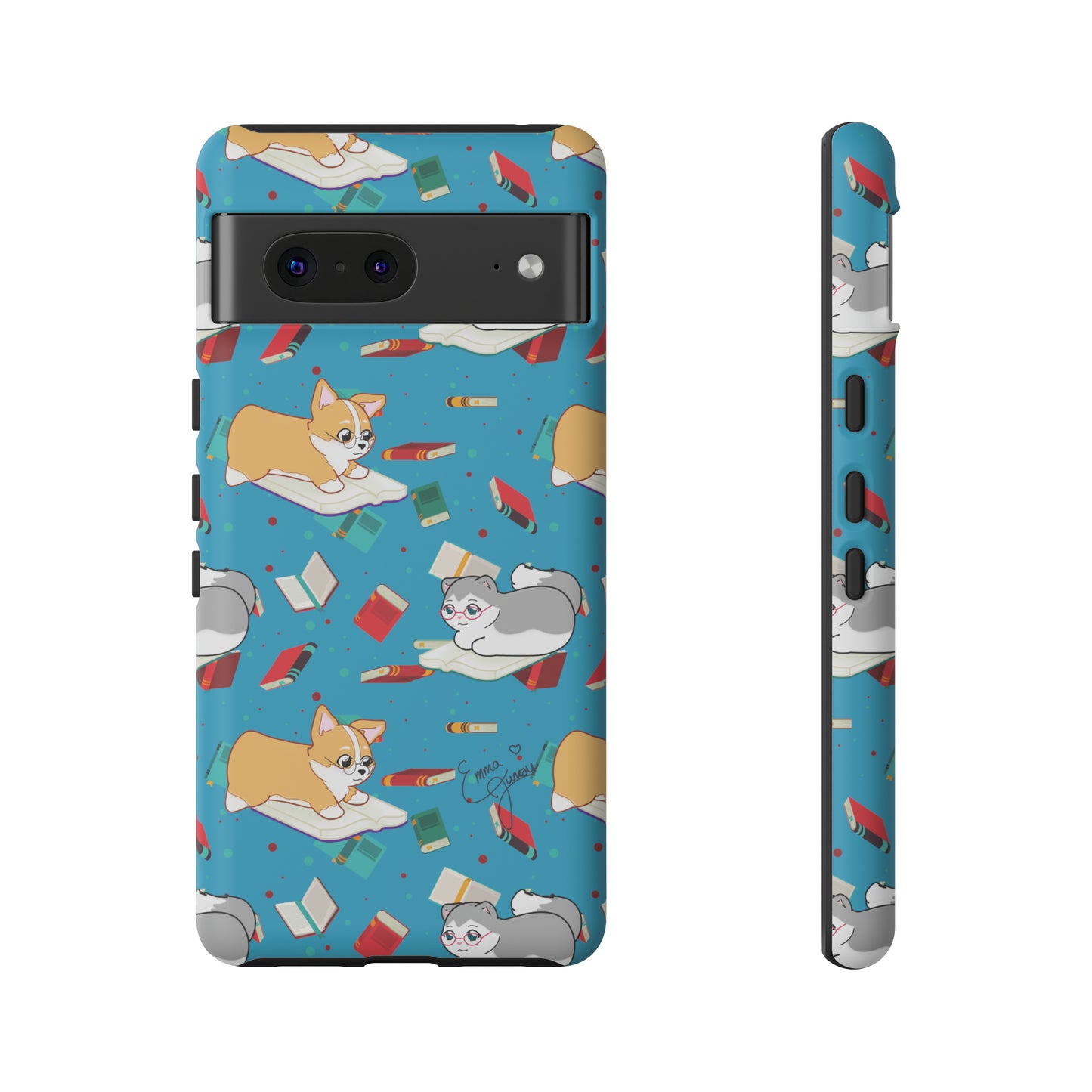 Kitty and Corgi Book Lovers - Tough Phone Case