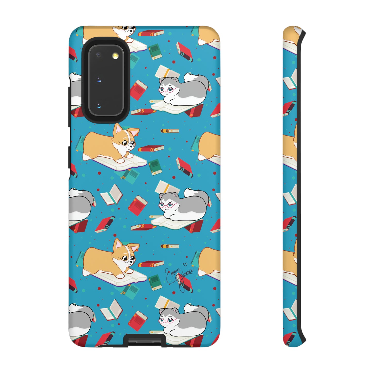 Kitty and Corgi Book Lovers - Tough Phone Case